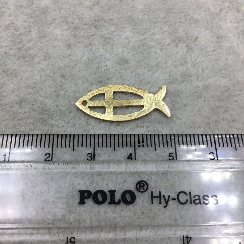 Gold Brushed Finish Copper Components Sold in Packs of 10 Ichthys 496-GD 10mm x 25mm Fish Shape with Cross Cut out