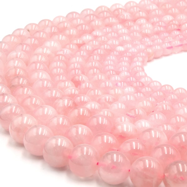 Madagascar Rose Quartz Beads | Smooth Round Beads | 6mm 8mm 10mm | AAA Gemstone Beads