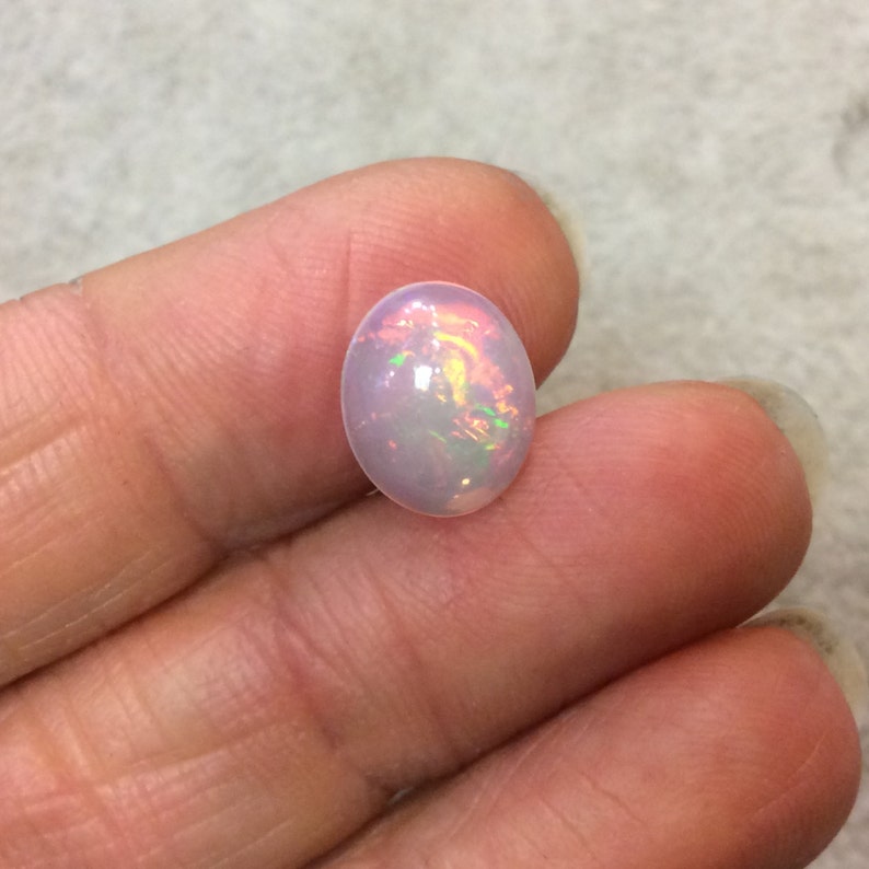 Natural Ethiopian Opal Smooth Oval Shaped Flat Back Cabochon /'I/' Measuring 10mm x 12mm 5mm Dome Height High Quality Gemstone Cab