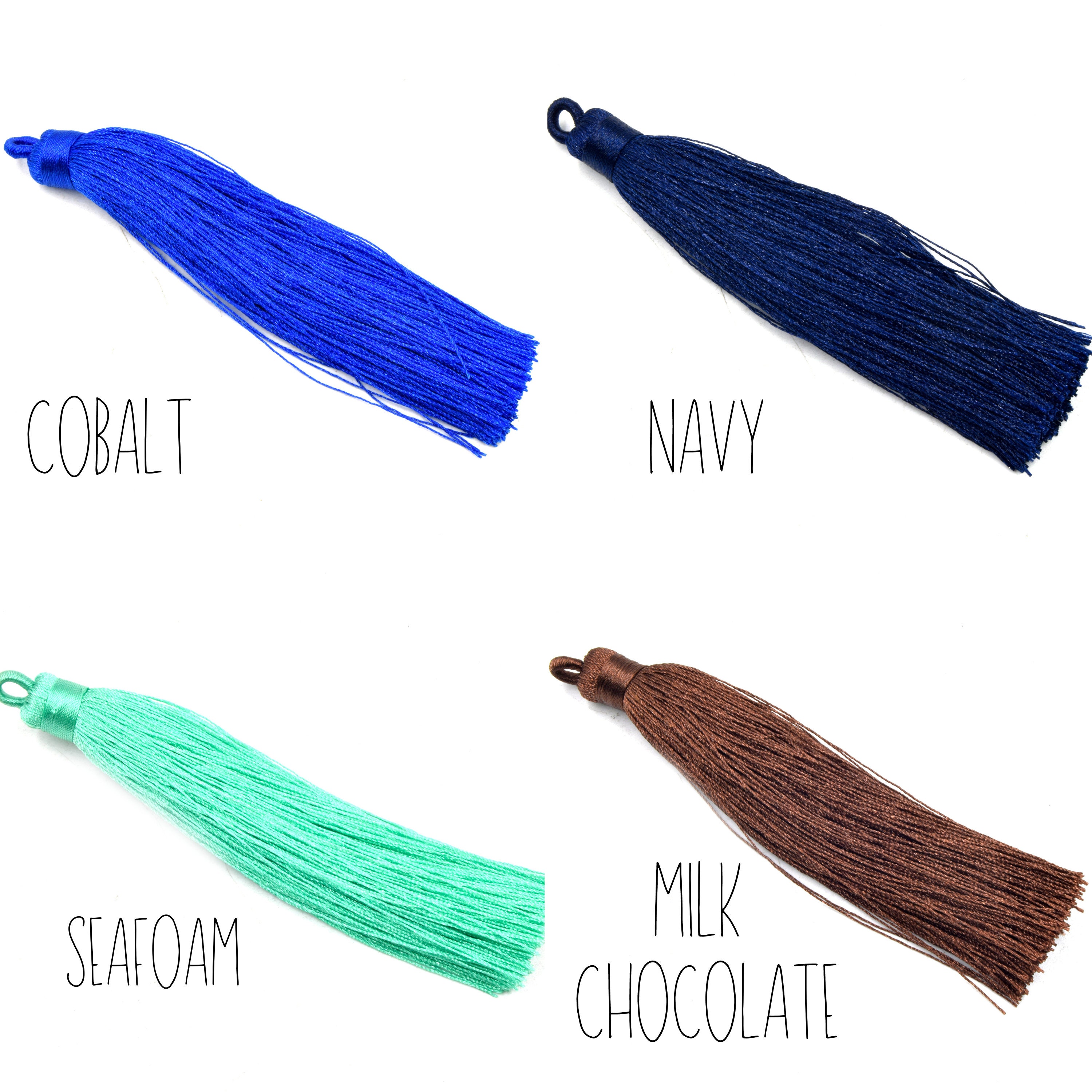 Tassel Pendants, 4 inch Silky Wrap Cap Threaded Tassels