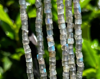 Labradorite Faceted Heishi Beads - 4mm