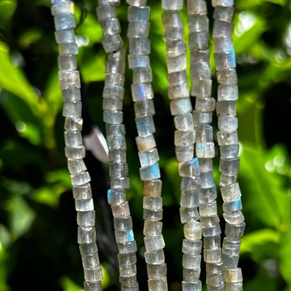 Labradorite Faceted Heishi Beads - 4mm