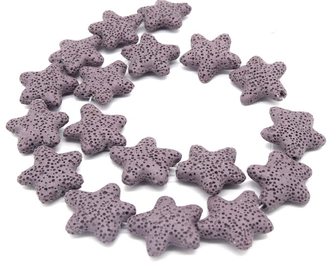 Star Lava Beads | Natural Purple Lava Rock Beads - 22mm 27mm 42mm Available