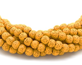 Lava Beads | Mustard Yellow Round Diffuser Beads - 6mm 8mm 10mm 12mm 14mm 16mm 18mm Available