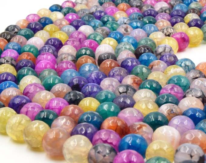 Agate Beads | Dyed Mixed Faceted Round Gemstone Beads | 4mm 6mm 8mm 10mm 12mm Available