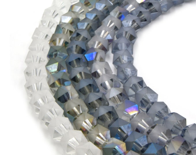 Chinese Crystal Beads | 8mm Matte Stripe Glossy Faceted Glass Beads