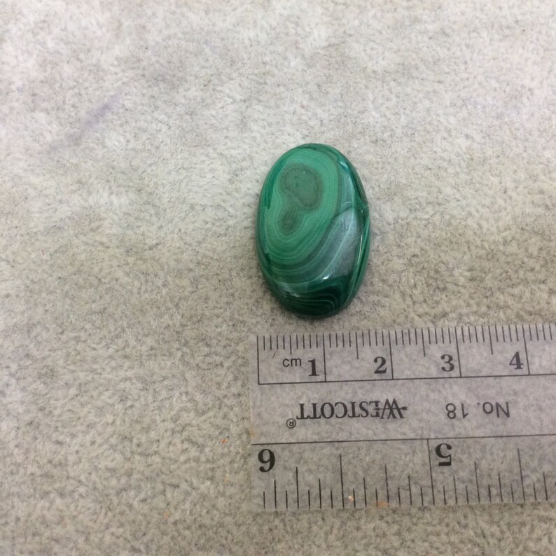 Natural High Quality Cab Measuring 19mm x 29mm OOAK Genuine Malachite OblongOval Shaped Flat Backed Cabochon 5mm Dome Height