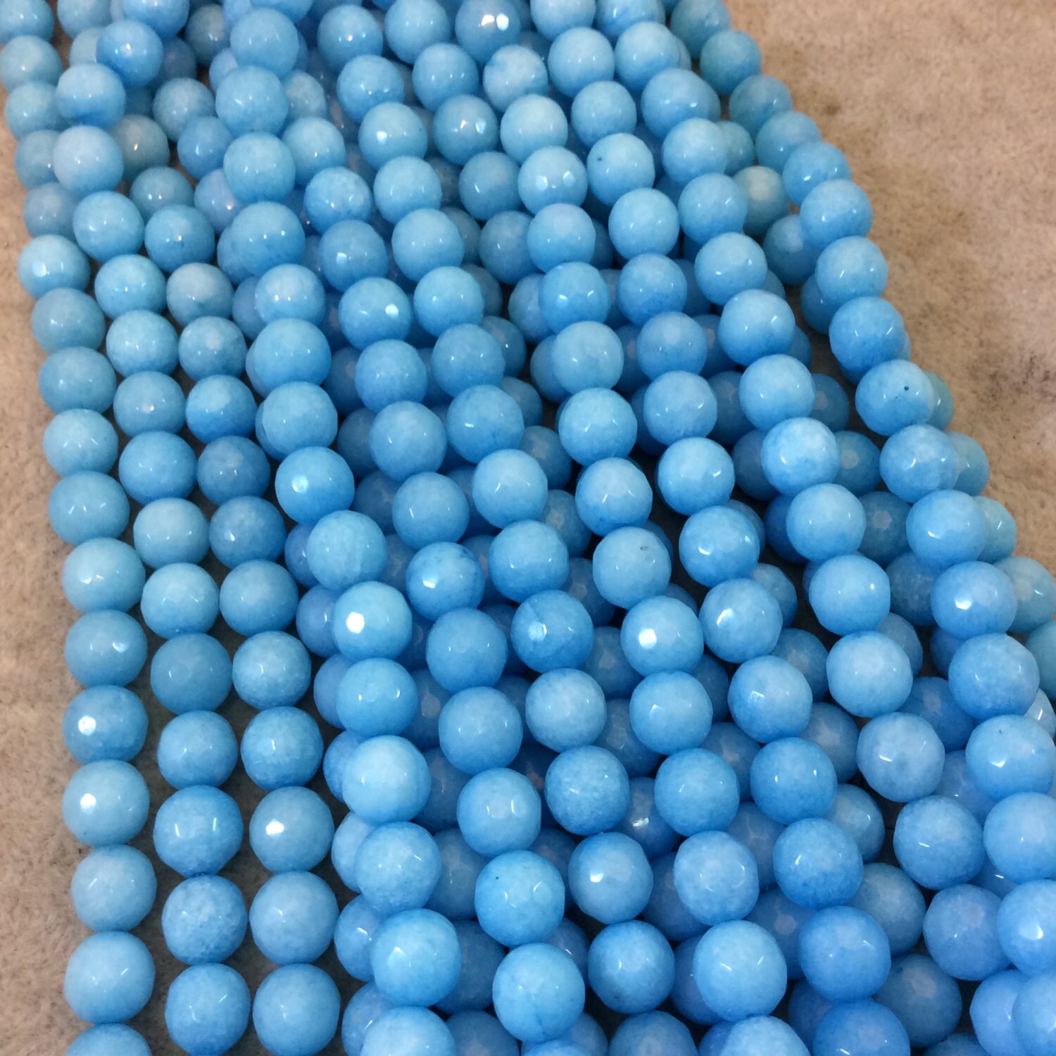 Delicate Multicoloured 8mm Blue Mottled Jade Round Gem Beads Loose Beads  15