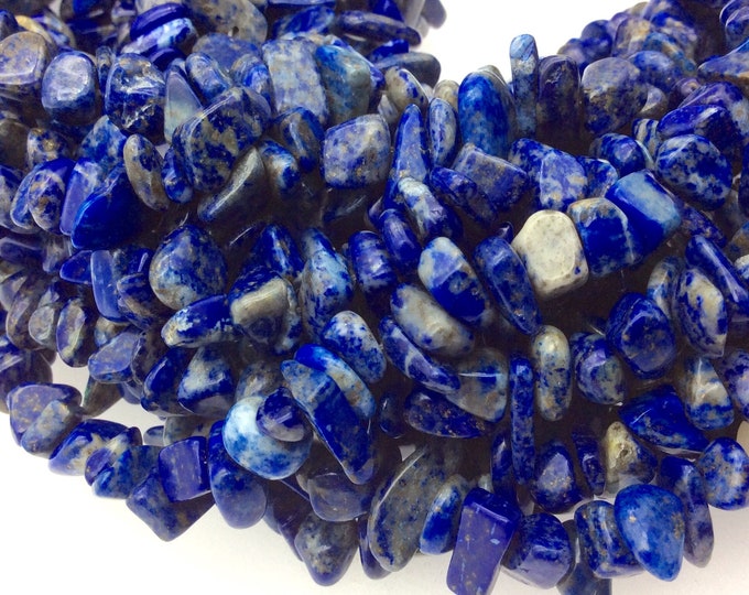 Natural Lapis Lazuli Angular Nugget/Chip Beads with 1mm Holes - Sold by 34" DOUBLE Strands (Approx. 240 Beads) - Measuring 5-15mm, Approx.