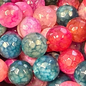Fire Agate Beads | Watermelon Faceted Round Gemstone Beads - 6mm 8mm 10mm 12mm  Available