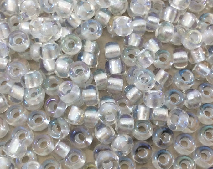 Size 6/0 Glossy AB Finish Pearlized White/Clear Genuine Miyuki Glass Seed Beads - Sold by 20 Gram Tubes (Approx. 200 Beads/Tube) - (6-93637)