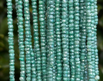 Faceted Mystic Green Quartz Rondelle Beads - 2mm and 3mm