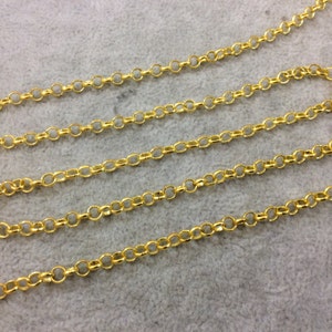 5&#39; Section of 4mm Bright Gold Plated Copper Round Link Rolo Style Chain - Available in Four Different Finishes, Check Related Links!