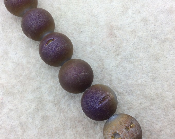 20mm Matte Finish Premium Metallic Purple/Brown Druzy Agate Round/Ball Shaped Beads with 1mm Holes - Sold by 15.5" Strands (~ 20 Beads)