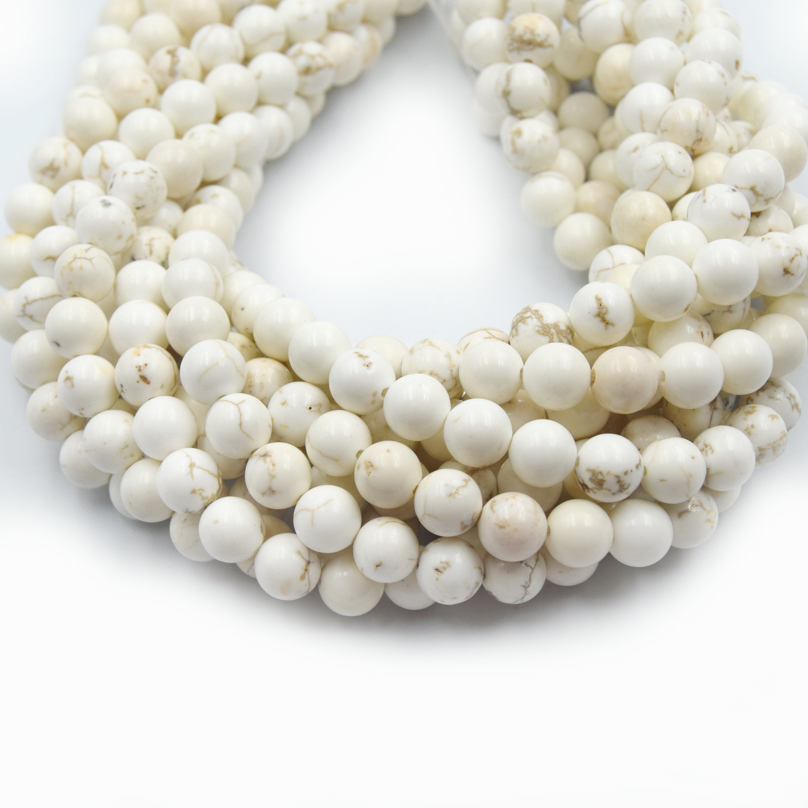 White Buffalo Turquoise Beads Natural Gemstone Beads Smooth