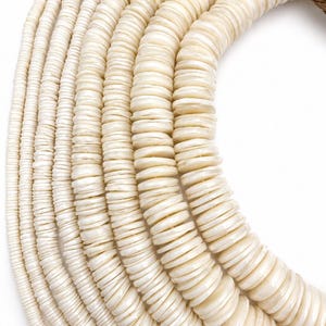 Perles plates en coquillage blanc ivoire style plage