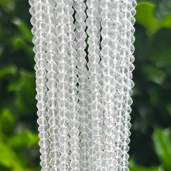 Clear Quartz Faceted Rondelle Beads - 4mm