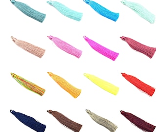 Tassel Pendants | 4 inch Silky Wrap Cap Threaded Tassels | Mala Tassel