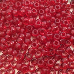 Rozmiar 6/0 Błyszczące wykończenie Przezroczyste Rubinowo-Czerwone Oryginalne Koraliki Szklane Miyuki - Sprzedawane w tubach 20-gramowych (ok. 200 Koralików w tubie) - (6-9141)