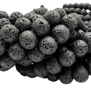 Black Lava Beads - Round Volcanic Rock Beads | 4mm 6mm 8mm 10mm 12mm | Sealed Matte Finish | Natural Stone for Jewelry Making