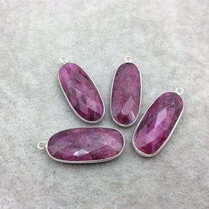 Sterling Silver Faceted Oval Corundum Bezel Pendant – 12mm x 35mm (Individual Piece)