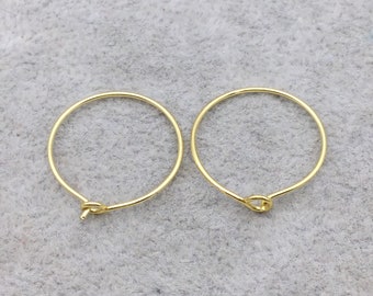 20mm x 20mm - 18k Gold Overlay Circle Shape - High Quality Earring Wire - Eight Pairs Per Pack (Sixteen Pieces Total)