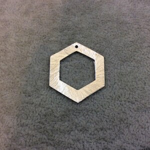 Large Silver Plated Copper Open Cutout Thick Hex/Hexagon Shaped Components - Measuring 26mm x 30mm - Sold in Packs of 10 (183-SV)