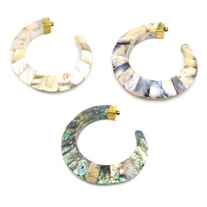 Abalone Crescent Pendant: Mother of Pearl Tusk, 94x100mm
