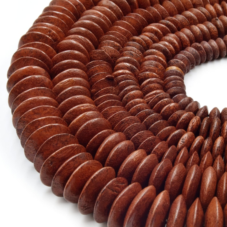 Wood Saucer Beads Natural Brown Red Black Saucer Shaped Wooden Beads with 1.5mm Holes 10mm 12mm 14mm 16mm 18mm Available Red Brown