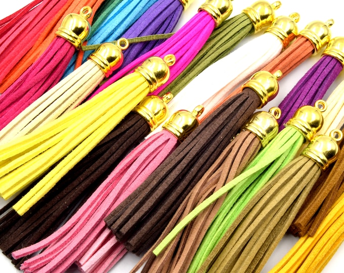 3" Faux Suede Tassel, All Colors, Orange, Blue, Brown, Yellow, Green, Pink, Purple, Sold Individually