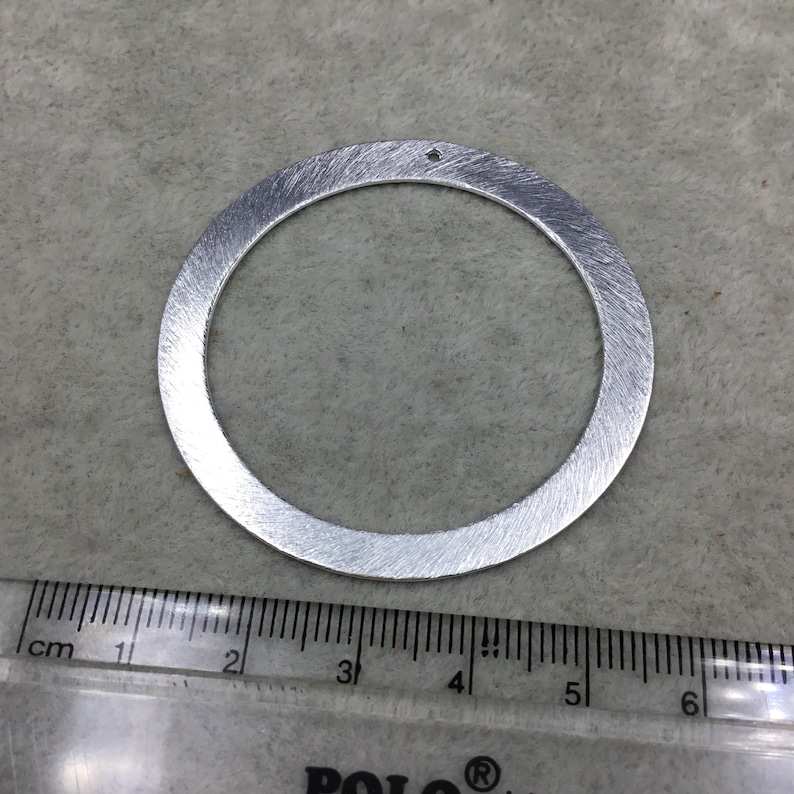 50mm Silver Brushed Finish Thick Open CircleRing Shaped Plated Brass Components Sold in Pre-Counted Bulk Packs of 10 Pieces 022-SV