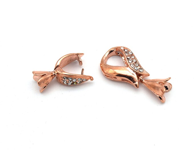 45mm Rose Gold Plated Cubic Zirconia Encrusted/Inlaid Nesting Looped Shaped Clasp Components