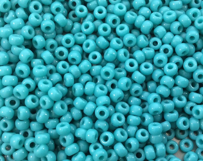 Size 8/0 Glossy Finish Opaque Turquoise Genuine Miyuki Glass Seed Beads - Sold by 22 Gram Tubes (Approx. 900 Beads per Tube) - (8-9412)