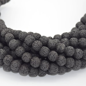 Black Lava Stone Round Diffuser Beads | Porous Volcanic Jewelry Making Supplies