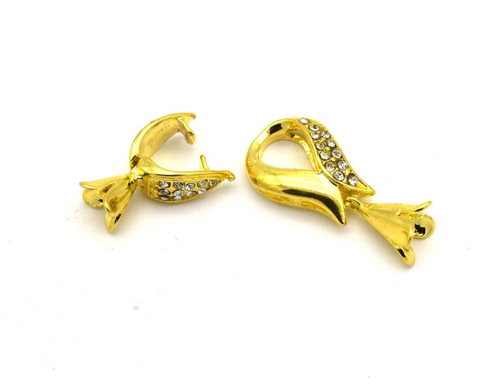 45mm Gold Plated Cubic Zirconia Encrusted/Inlaid Nesting Looped Shaped Clasp Components