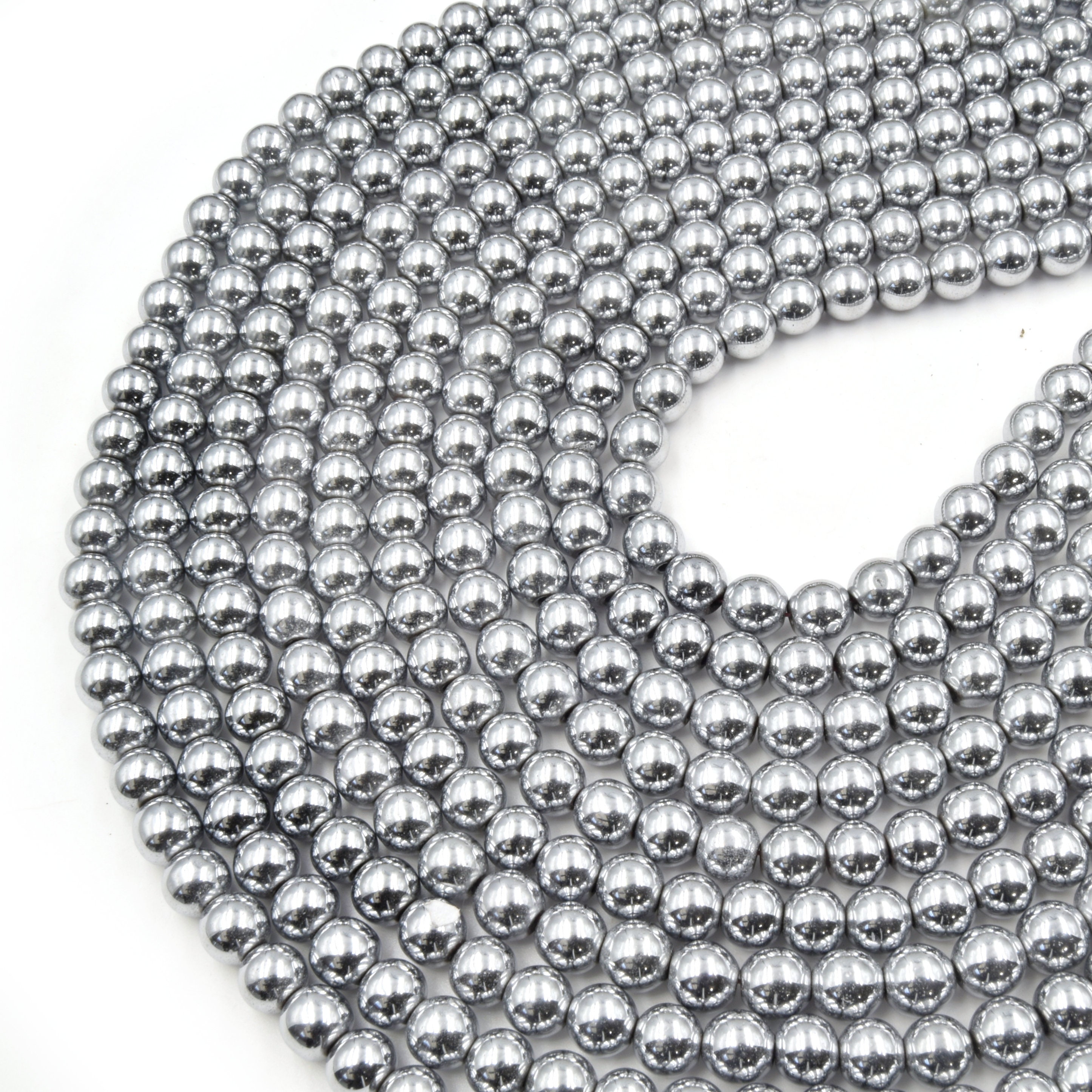 Silver MAGNETIC Hematite Beads  Round Natural Gemstone Beads - 6mm 8mm  10mm Available