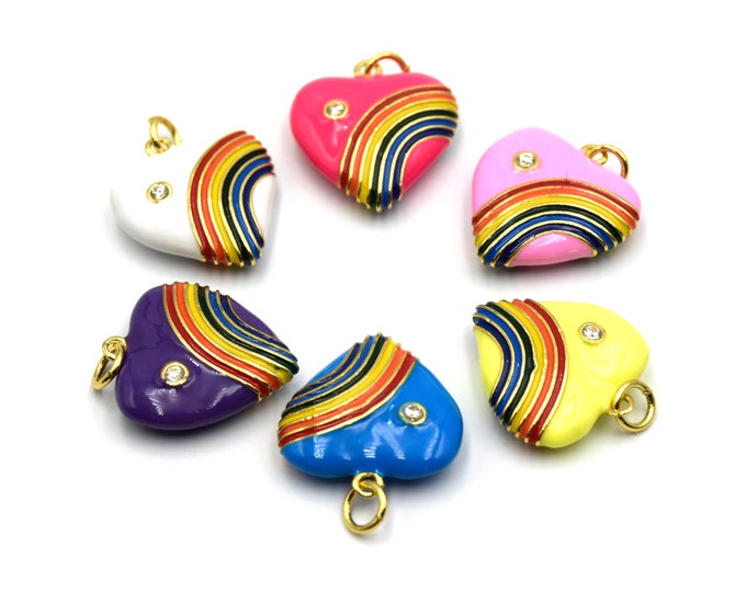 Heart Charms for Necklaces and Bracelets | Enamel Heart Pendants for Teen Jewelry