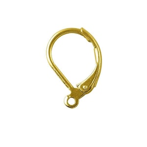 18k Gold Plated Lever Back Ear Wires: 10mm x 15mm (5 Pairs)