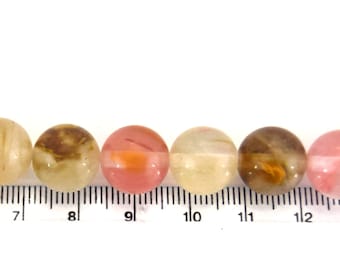 12mm Smooth Manmade Cherry Quartz Round/Ball Shaped Beads with 1mm Holes - Synthetic Gemstone