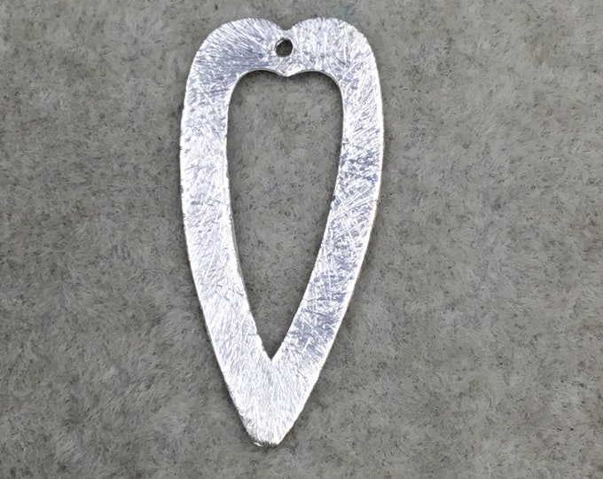 Silver Brushed Open Heart/Arrowhead Pendant/Charm Plated Copper Components - Measuring 15mm x 33mm - Sold in Packs of 10 - (230-GD)