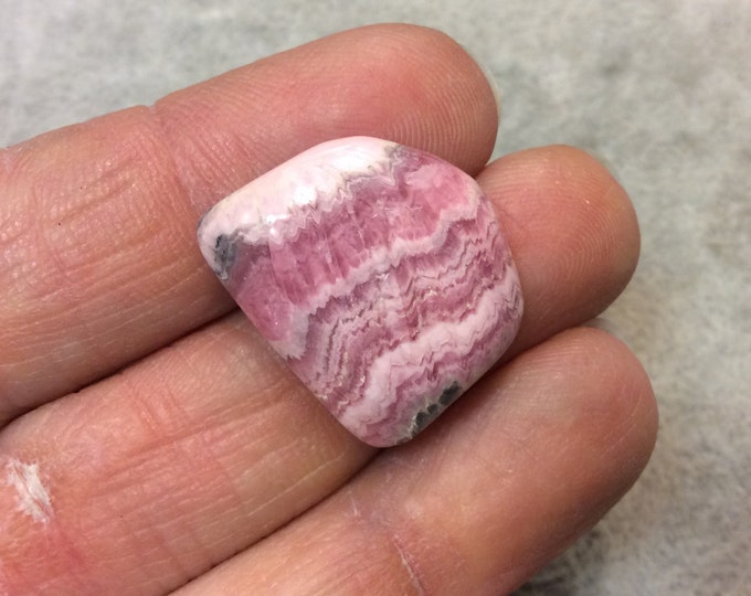 Natural Pink/White Rhodochrosite Freeform Shaped Flat Back Cabochon - Measuring 19mm x 23mm, 6mm Dome Height - High Quality Gemstone