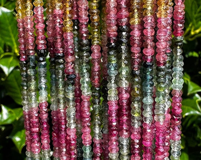 Tourmaline Rondelle Beads - 2mm x 3mm Micro-faceted Beads for Jewelry Making