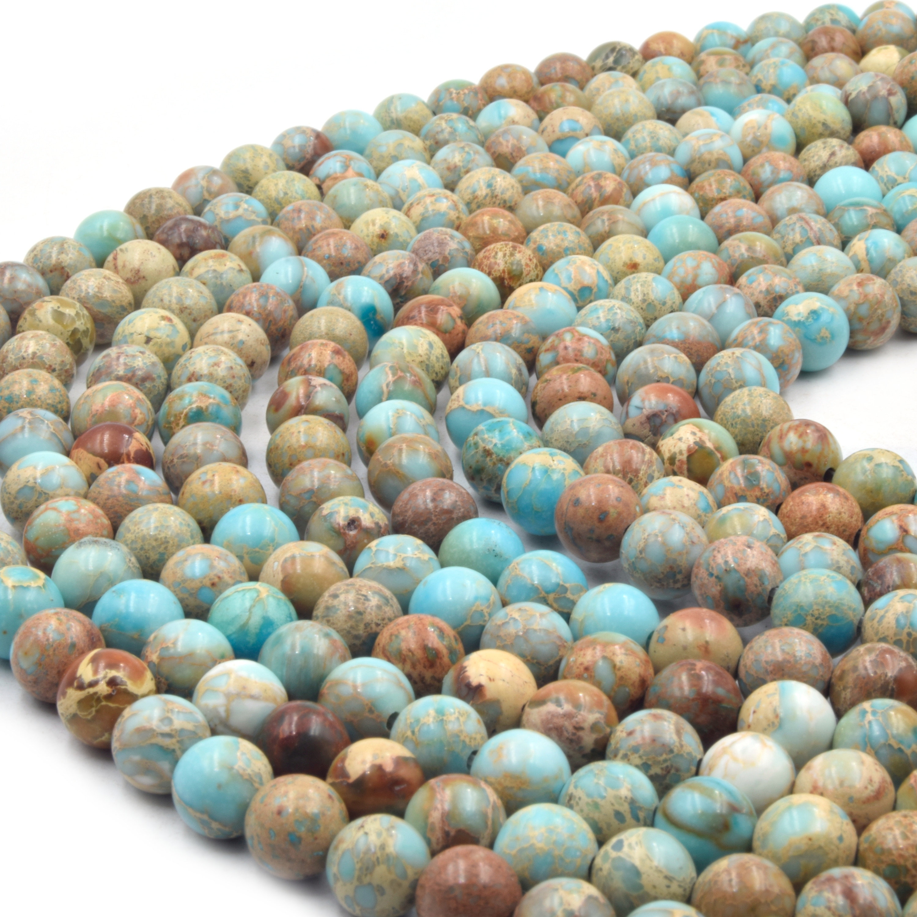 8mm Natural Stone Beads Colorful Sea Sediment Jaspers