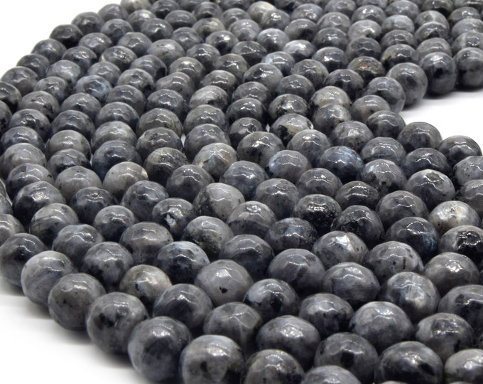 Larvikite Beads | Faceted Black Labradorite Round Beads | 4mm 6mm 8mm Available