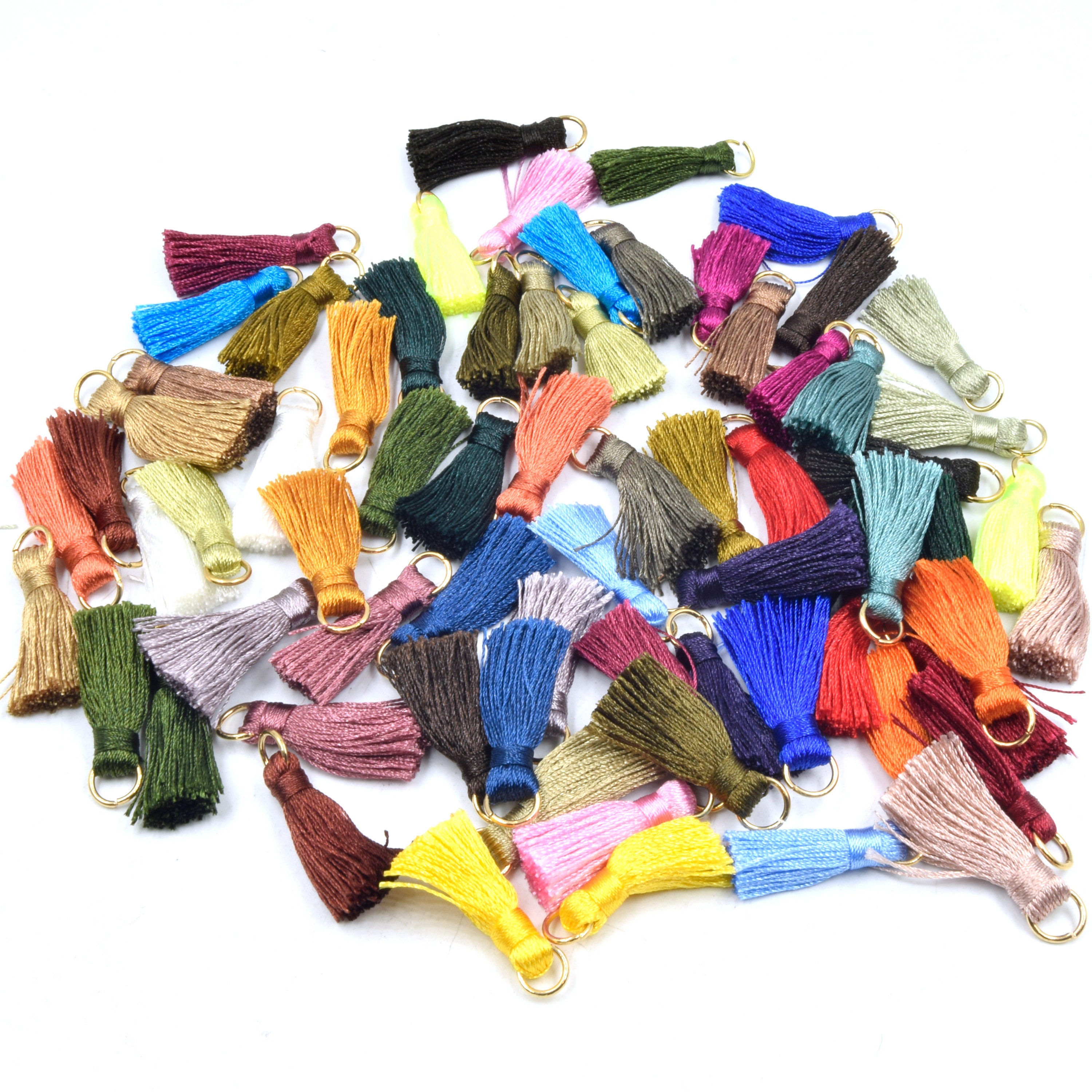 Mini Tassels One Inch Threaded Silk Tassels with Ring 10 pack