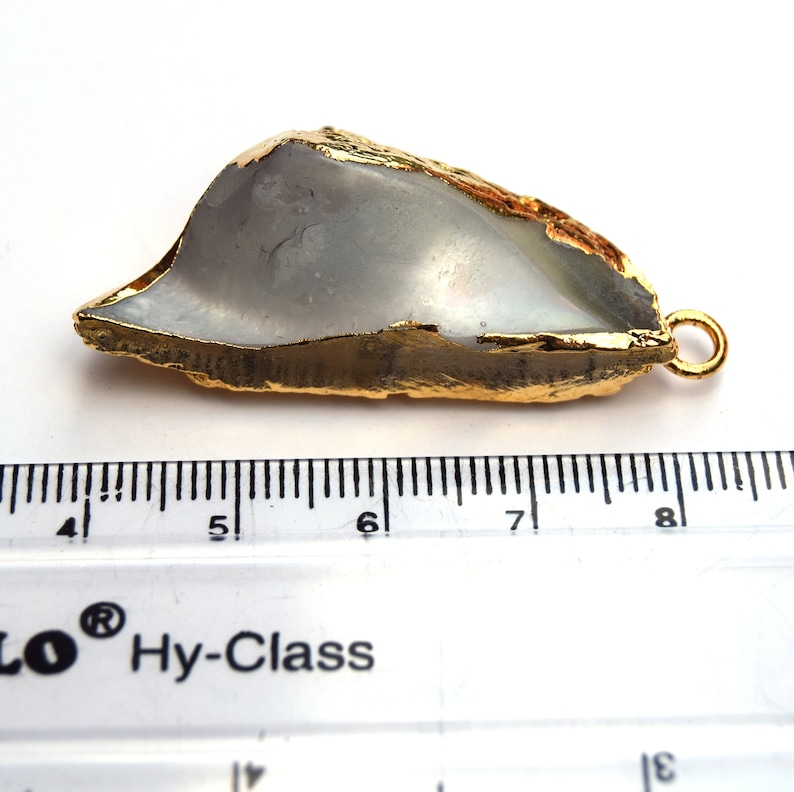 20mm x 40mm OOAK Gold Electroplated Mother of Pearl Freeform Shaped Focal Pendant