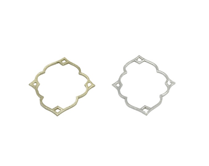 Brushed Finish Open Cutout Marquise Shaped Plated Copper Components - Available in Gold, Silver & Gunmetal- Sold in Packs of 10 Pieces