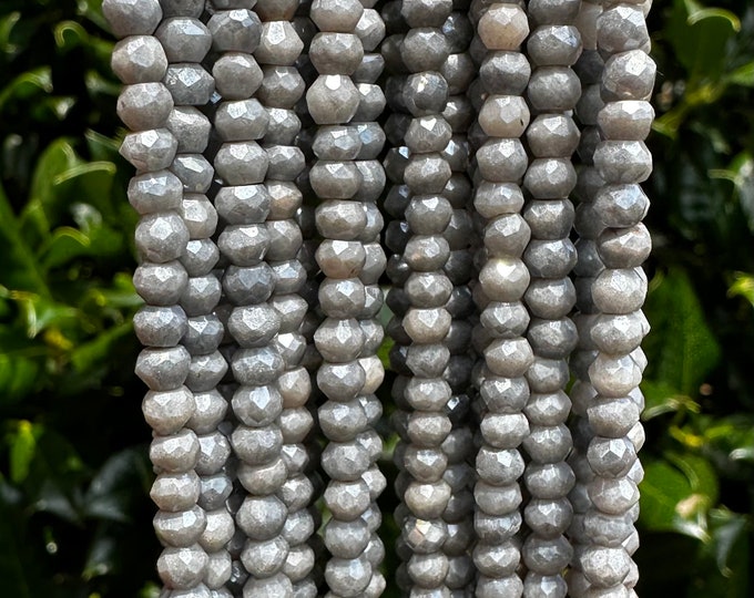 Mystic Gray Dyed Natural Quartz Rondelle Beads - 3mm x 4mm