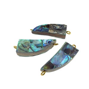 Rainbow Tooth/Tusk Shaped Natural Shell Focal Connector - 15mm x 40mm Approximately - Sold Individually