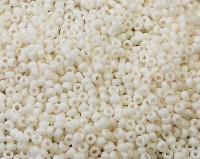 Size 11/0 Matte Finish Opaque Cream Genuine Miyuki Glass Seed Beads - Sold by 23 Gram Tubes (~ 2500 Beads / Tube) - (11-92021)